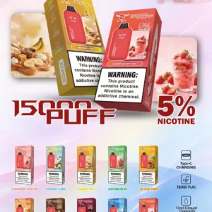 S-Bul Disposable 15K Puffs retail poster with 10 flavors
